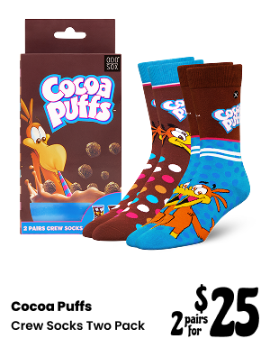 ODDMART Cocoa Puffs Crew Socks 2 Pack