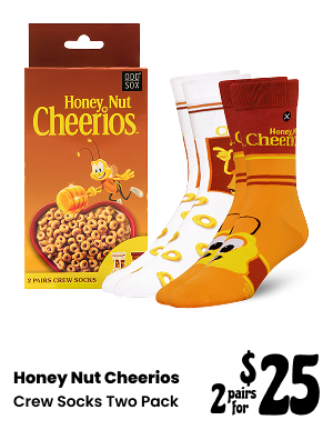 ODDMART Honey Nut Cheerios Crew Socks 2 Pack