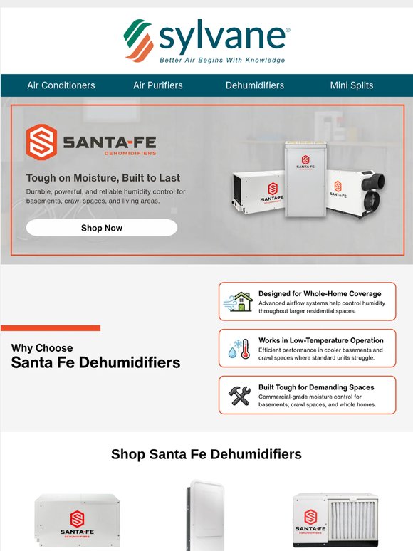 Shop Santa Fe Dehumidifiers Today!