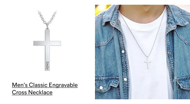 Men's Classic Engravable Cross Necklace