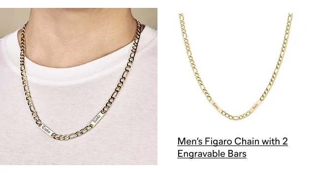 Men’s Figaro Chain with 2 Engravable Bars