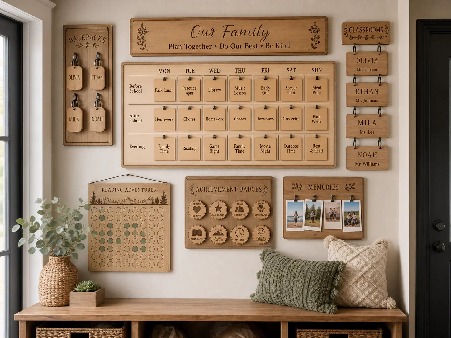 Family school-season organization board