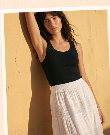 Ivory Lace A-Line Midi Skirt