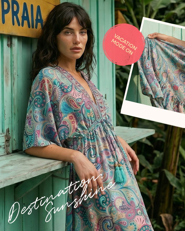 Blue Paisley Boho Maxi Dress