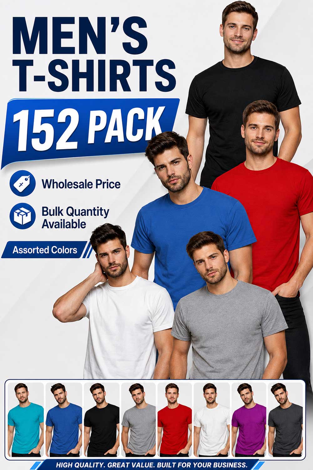 Image of 152 Pack Gaffer Men's Plain Short Sleeve Crew Neck T-Shirts - From £1.44 Per Unit