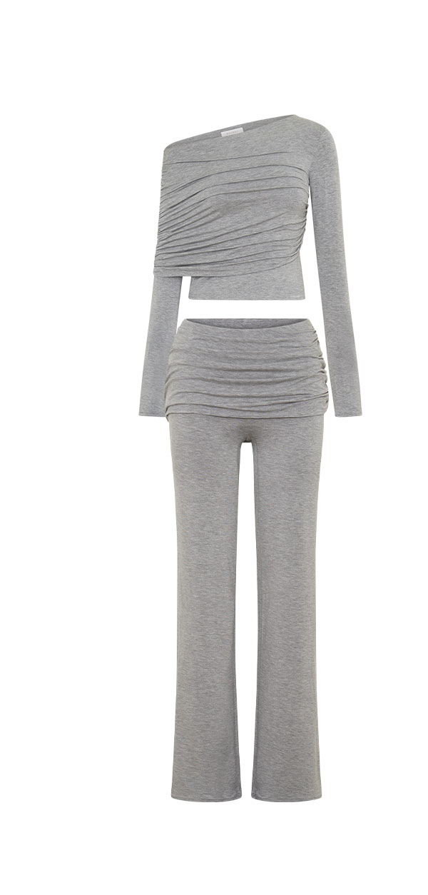Keaton Modal Long Sleeve Overlay Top - Grey Marle