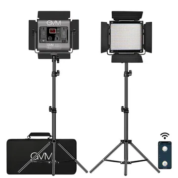 GVM-480LS 28W 2 Pack LED Video Lighting Kits with APP Control, Bi-Color Variable 2300K~6800K with Digital Display Brightness of 10~100% for Video Photography, CRI97+ TLCI97 Led Video Light Panel +B...