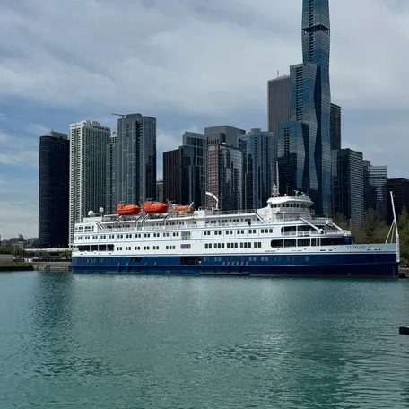 Victory Cruise Lines' Victory I ship at Chicago's Navy Pier.