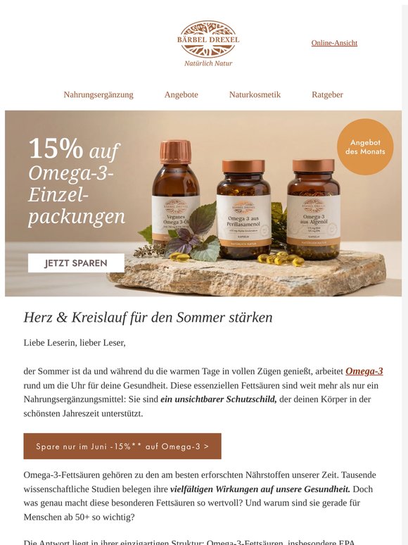 Nur im Juni: jetzt 15 % auf Omega-3 sparen