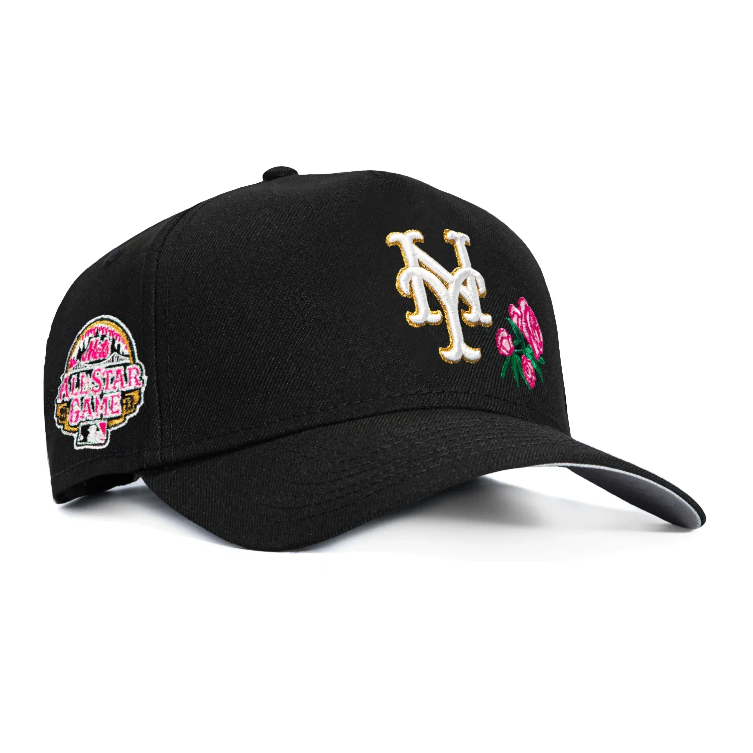 Image of New Era 9Forty A-Frame New York Mets 2013 All Star Game Patch Rose Snapback Hat - Black, Pink