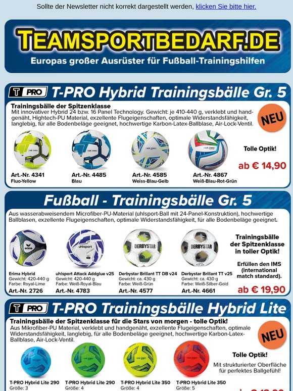 Trainingsbälle der Spitzenklasse ab 14,90 €