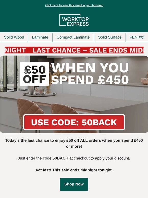 LAST CHANCE! Bag £50 Off ALL Orders When You Spend £450 Or More 💰