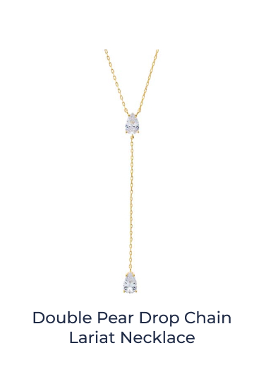 Double Pear Drop Chain Lariat Necklace