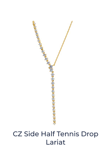 CZ Side Half Tennis Drop Lariat