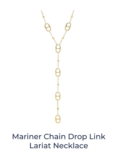Mariner Chain Drop Link Lariat Necklace