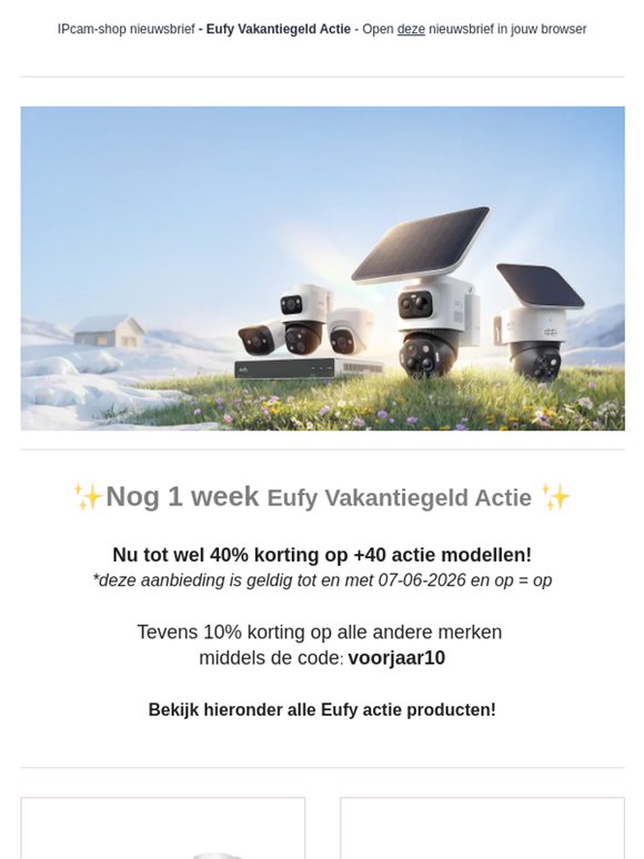 Laatste week: kortingen tot wel 40% met de Eufy Vakantiegeld actie 🌞