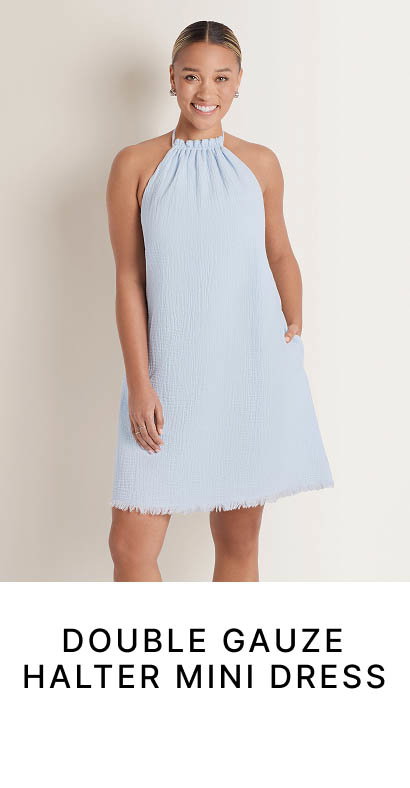 Double Gauze Halter Mini Dress