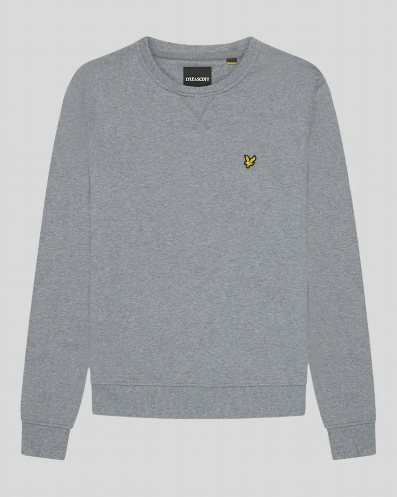 Cotton Crew Neck Sweatshirt in Mid Grey Marl