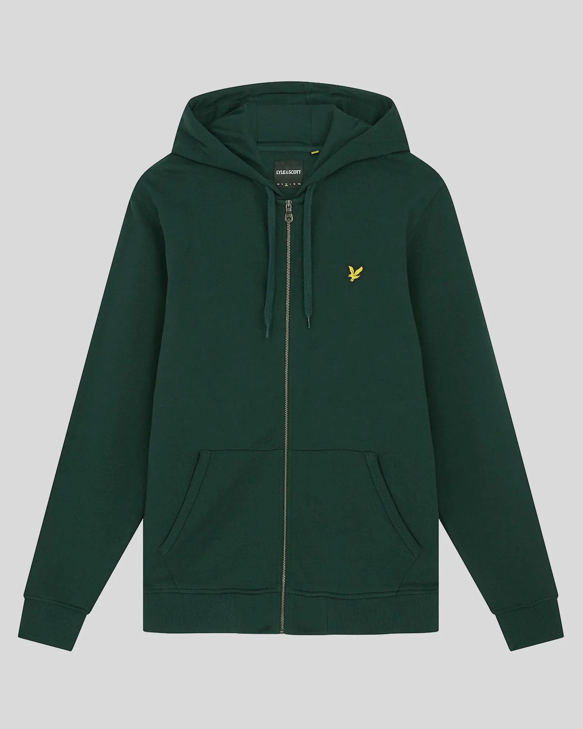 Loopback Cotton Full Zip Hoodie in Dark Green