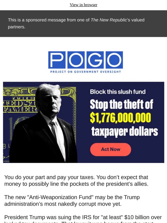 The president is trying to steal from you