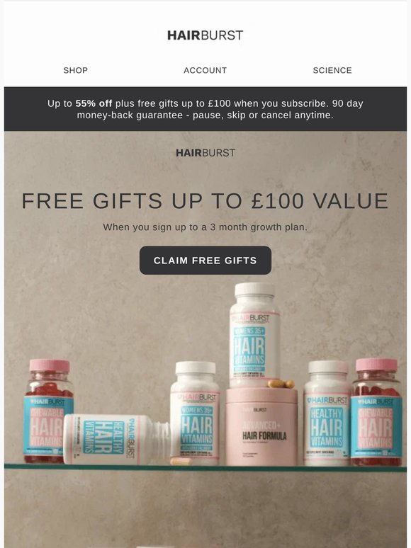 Free gifts up to £100 value...