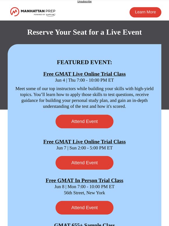 Free GMAT events this month