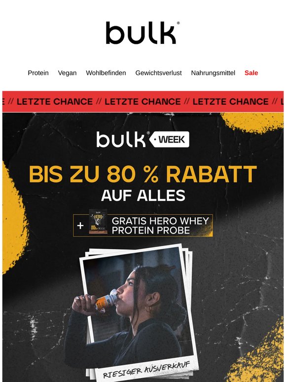 Nur noch wenige Stunden: Bis zu 80 % Rabatt auf ALLES! ⏰