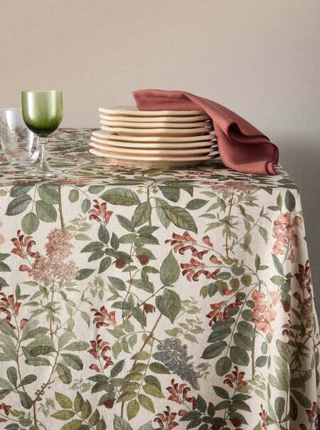 Filo Sottobosco Embroidered Linen Rectangular Tablecloth
