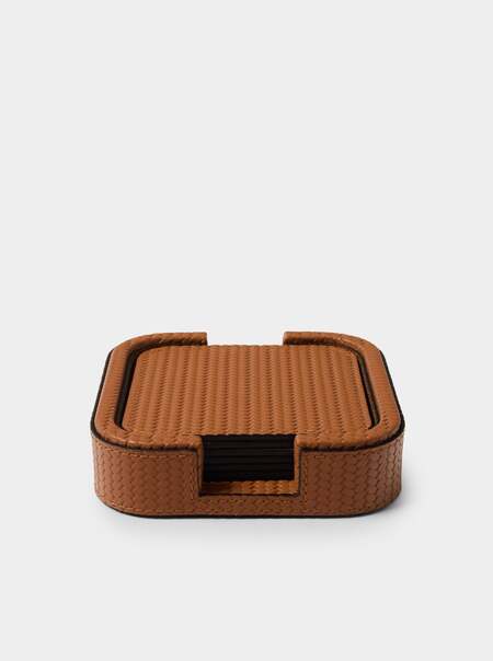 Woven Leather Square Coasters (Set of 6)