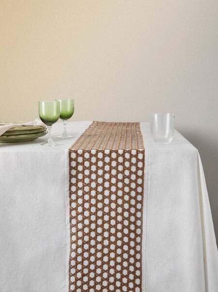 Penelope Embroidered Linen Rectangular Tablecloth