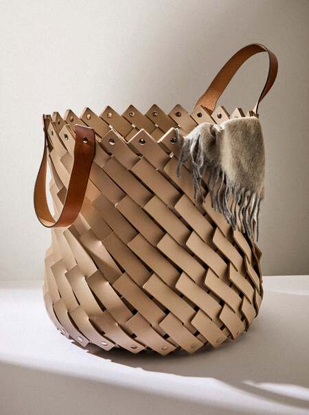 Almeria Handwoven Leather Basket