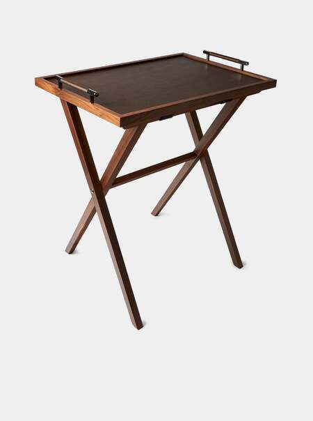 Dedalo Leather and Walnut Tray Table