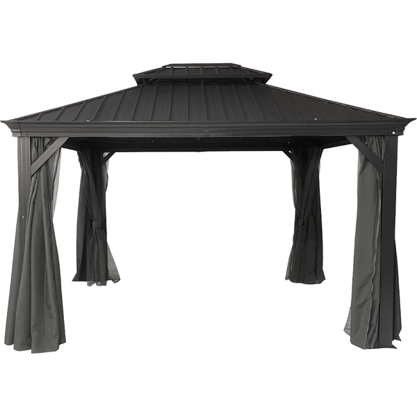 Pavillon aus Polyester und verzinkten Metalldach ca. 300 x 420 x 290 cm - Anthrazit