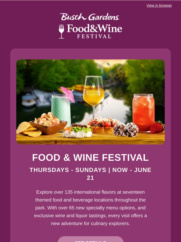 🍷Only 3 more weekends of Food & Wine Festival!