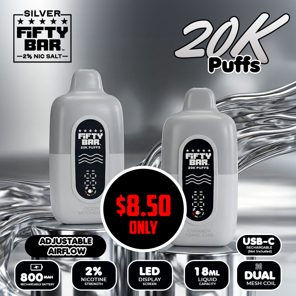 Fifty Bar V2 Silver Series 2% 20000 Puff Disposable
