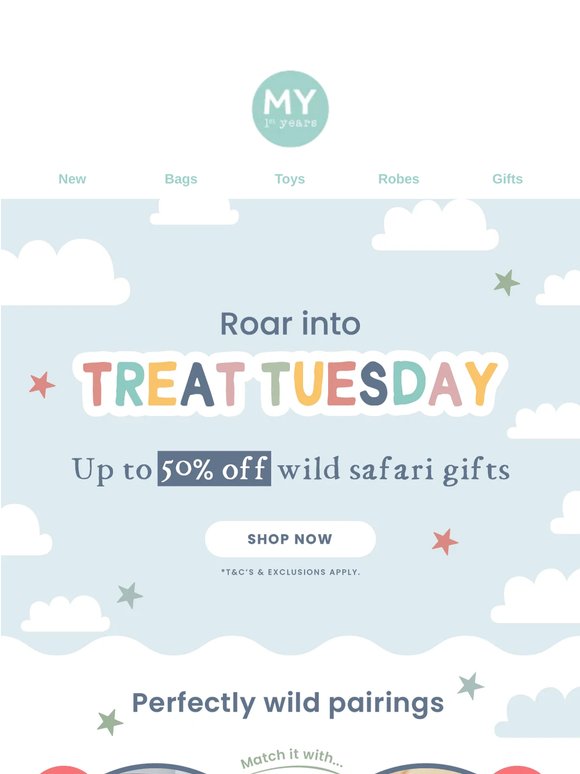 Treat Tuesday 🦒 Up to 50% off Safari fun