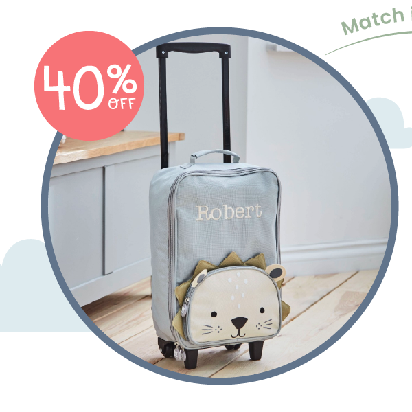 Personalised Grey Lion Suitcase