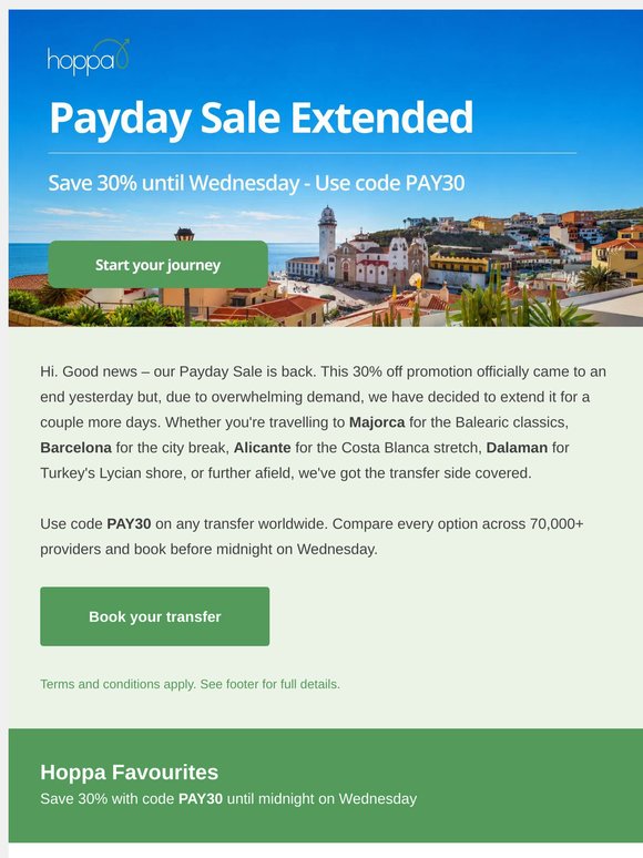Back by popular demand: 30% Payday Sale
