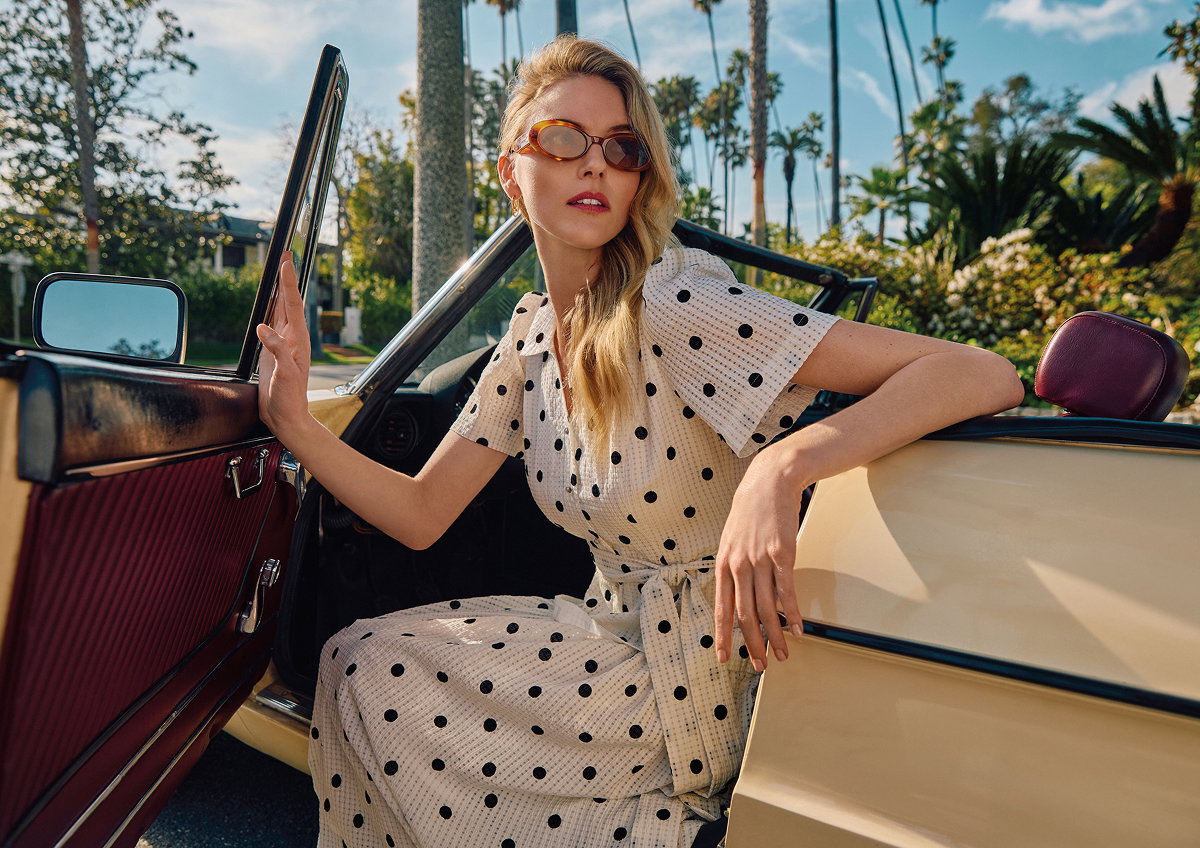 Adele Black and Ivory Spot Textured Swing Dress