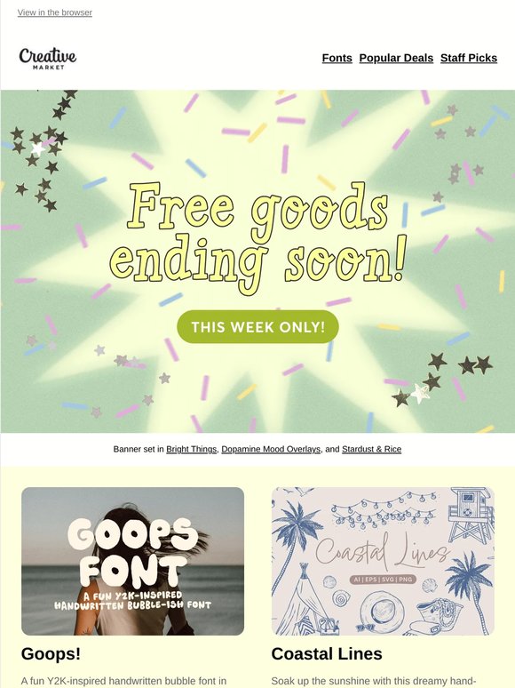 ⏳ Don’t miss this week’s free goods