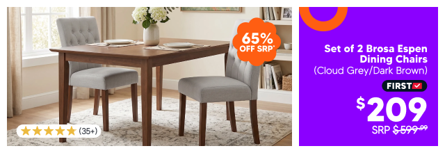 Set of 2 Brosa Espen Dining Chairs (Cloud Grey/Dark Brown)