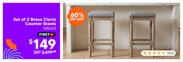 Set of 2 Brosa Clovis Counter Stools (65cm)