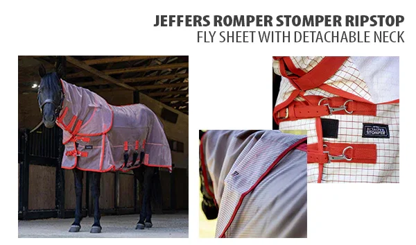 SHOP Jeffers Romper Stomper Ripstop Fly Sheet with Detachable Neck, Grey & Red