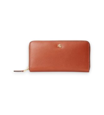 Cartera continental de piel marrón