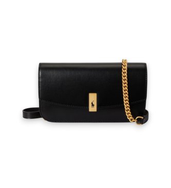 Bolso cartera Polo ID de piel con cadena negro