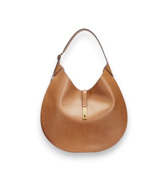 Bolso de hombro Polo ID grande de piel marrón oscuro