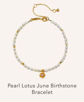 June Pearl Lotus Birthstone Bracelet
