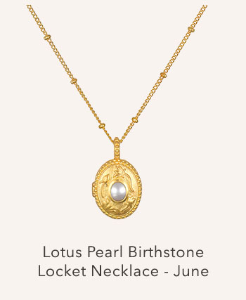June Lotus Pearl Birthstone Locket Necklace