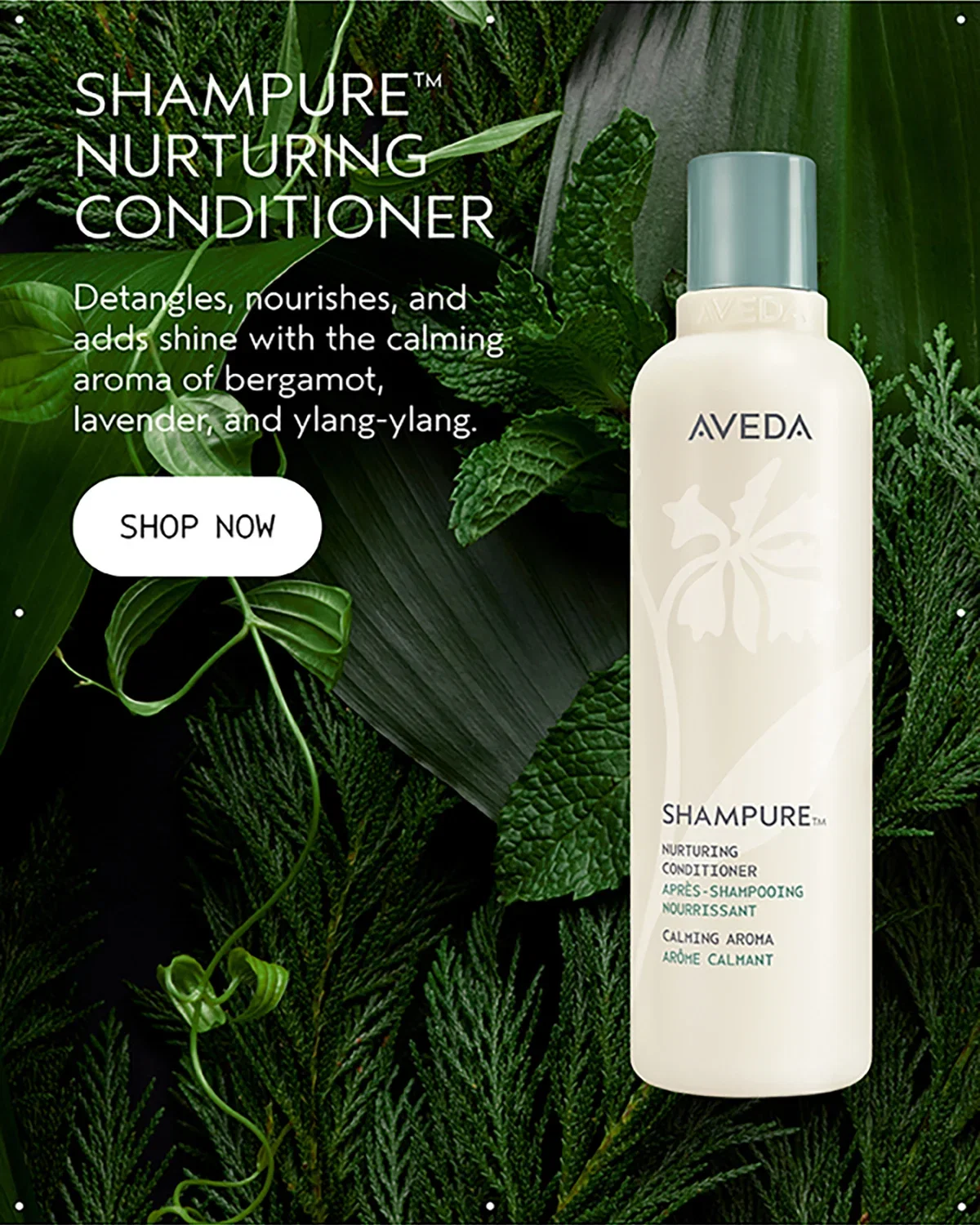 SHAMPURE™ NURTURING CONDITIONER | Detangles, nourishes, and adds shine with the calming aroma of bergamot, lavender, and ylang-ylang. | SHOP NOW