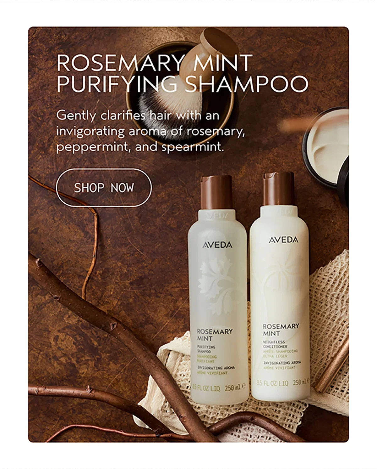 ROSEMARY MINT PURIFYING SHAMPOO | Gently clarifies hair with an invigorating aroma of rosemary, peppermint, and spearmint. | SHOP NOW
